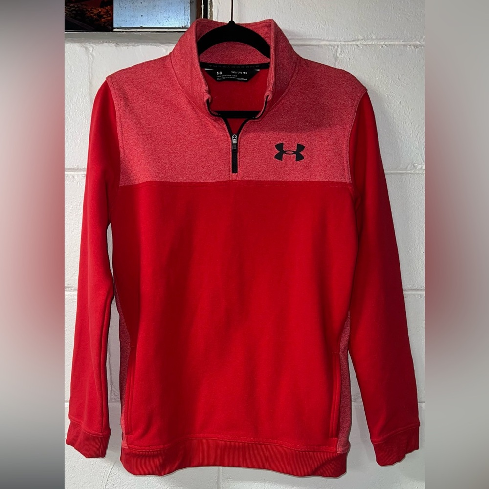 Under Armour Red Zip Up Sweater with Adjustable Ventilation